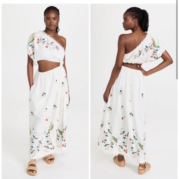 FARM RIO EMBROIDERED FLORAL ONE SHOULDER MAXI DRESS NWT  - S,M, L READ👇 - Picture 5 of 10